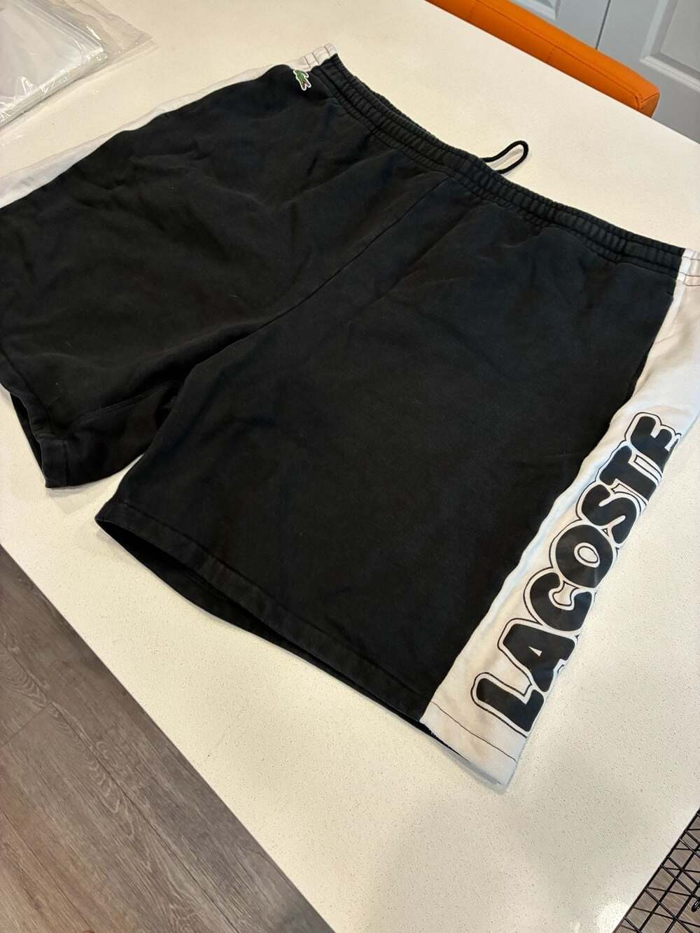 Lacoste Sport Men's Black Fleece Side Stripe Logo Sweatshorts